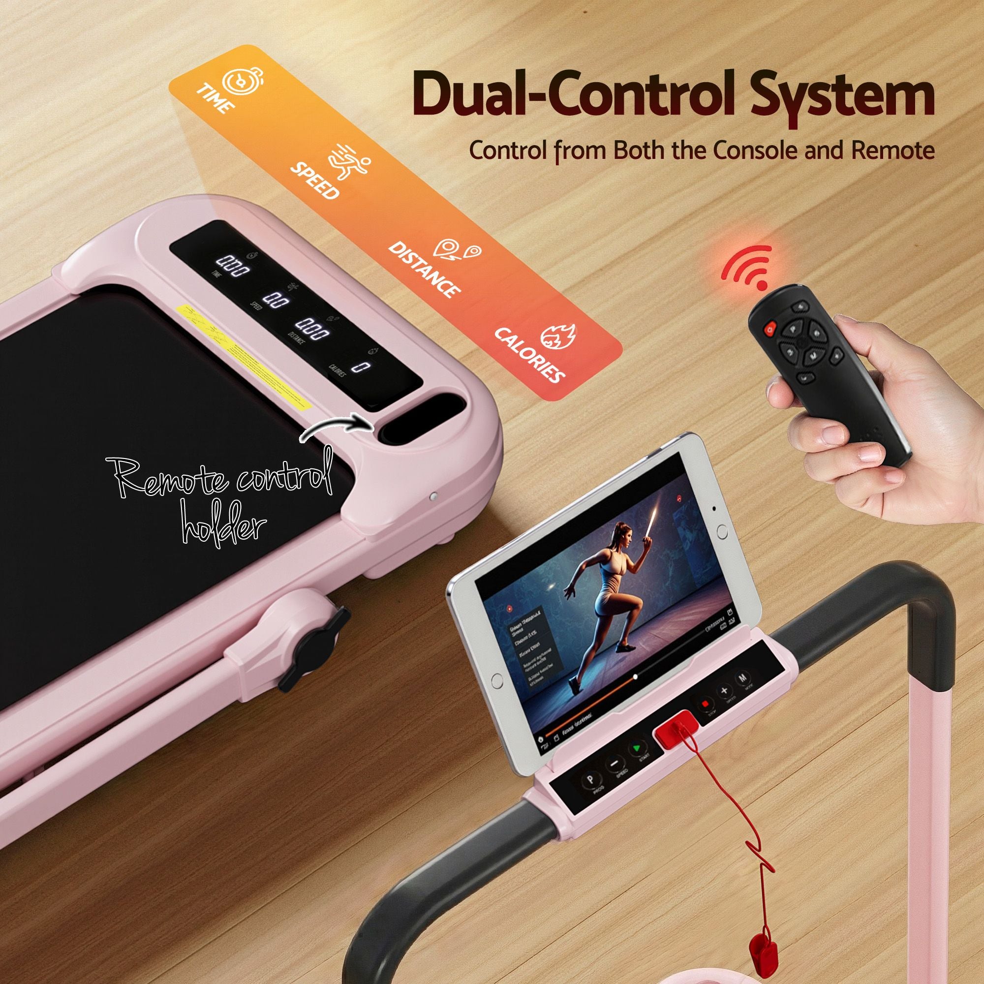 Everfit 3 in 1 Treadmill Electric Walking Pad with Incline Foldable for Home Gym Pink-Sports &amp; Fitness > Exercise, Gym &amp; Fitness > Treadmills-PEROZ Accessories