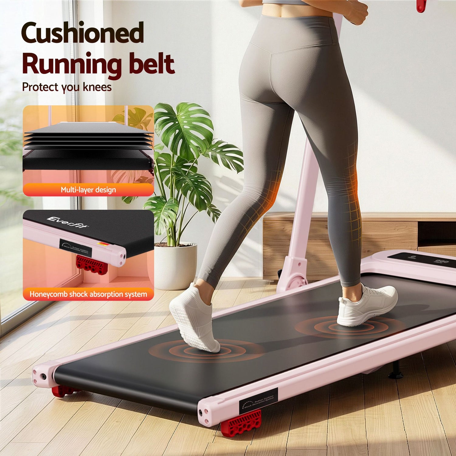 Everfit 3 in 1 Treadmill Electric Walking Pad with Incline Foldable for Home Gym Pink-Sports &amp; Fitness > Exercise, Gym &amp; Fitness > Treadmills-PEROZ Accessories
