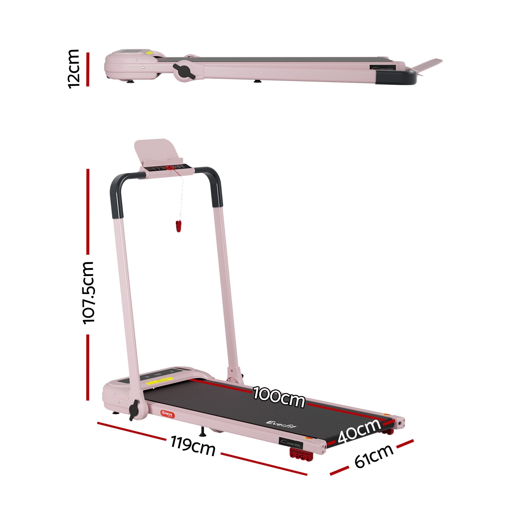 Everfit 3 in 1 Treadmill Electric Walking Pad with Incline Foldable for Home Gym Pink-Sports &amp; Fitness > Exercise, Gym &amp; Fitness > Treadmills-PEROZ Accessories