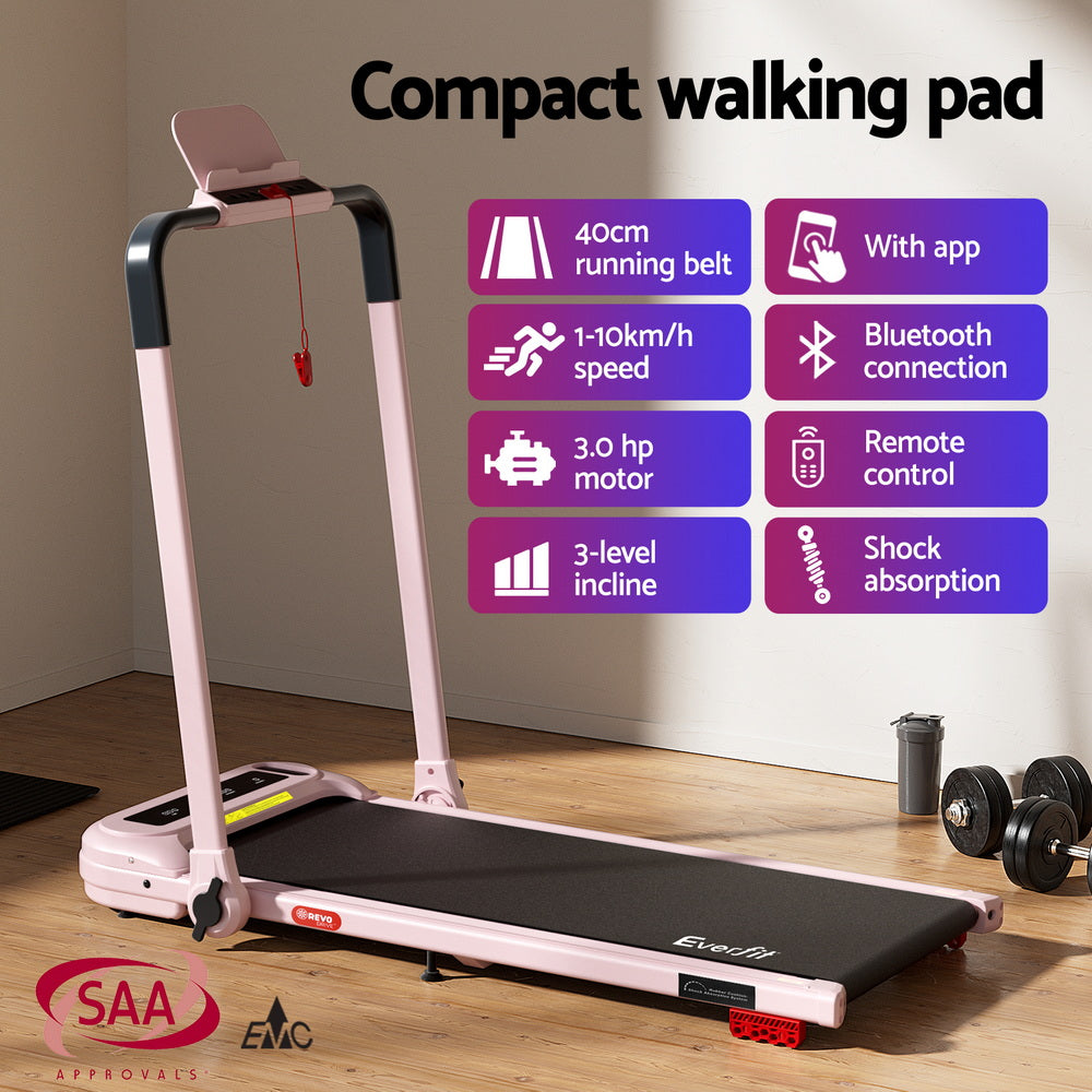 Everfit Treadmill Electric Walking Pad with Incline Foldable for Home Gym Pink-Sports &amp; Fitness &gt; Exercise, Gym &amp; Fitness &gt; Treadmills-PEROZ Accessories