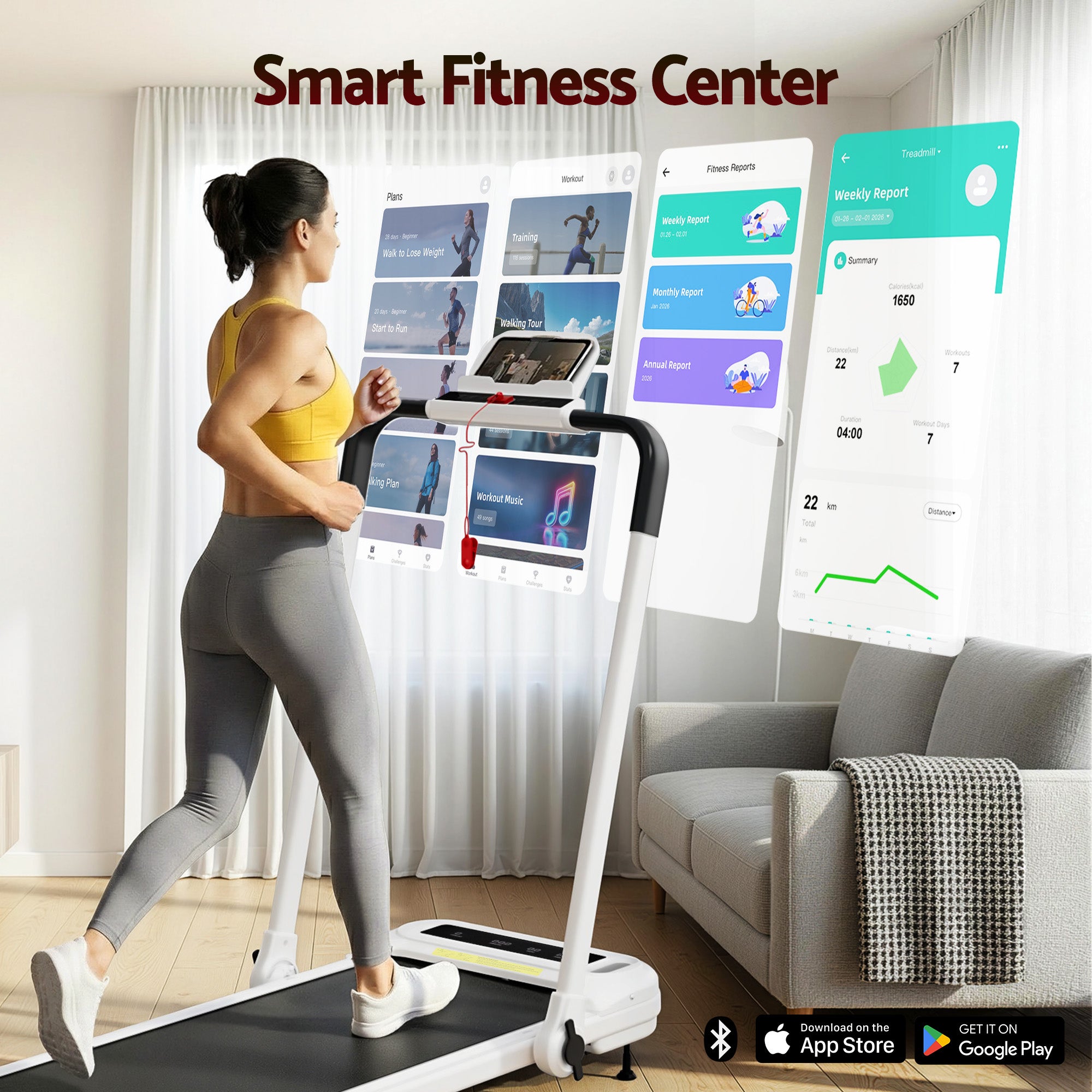 Everfit Treadmill Electric Walking Pad with Incline Foldable for Home Gym White-Sports &amp; Fitness > Exercise, Gym &amp; Fitness > Treadmills-PEROZ Accessories