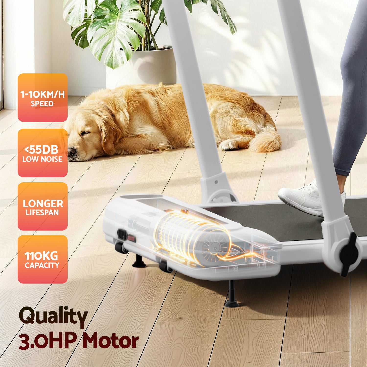 Everfit Treadmill Electric Walking Pad with Incline Foldable for Home Gym White-Sports &amp; Fitness > Exercise, Gym &amp; Fitness > Treadmills-PEROZ Accessories