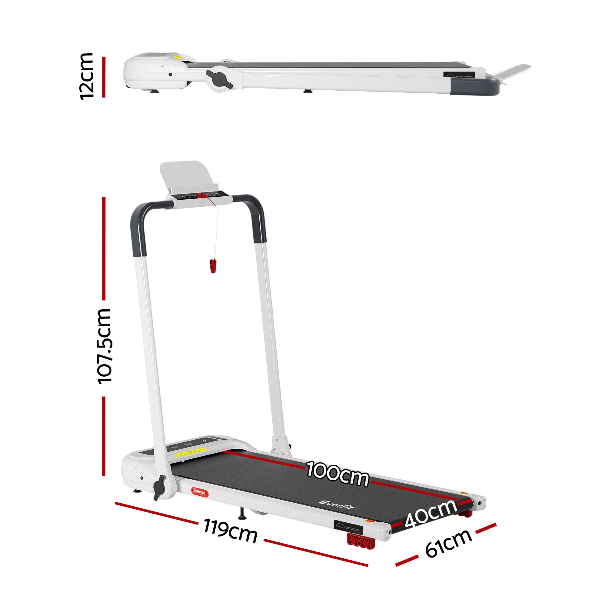 Everfit Treadmill Electric Walking Pad with Incline Foldable for Home Gym White-Sports &amp; Fitness > Exercise, Gym &amp; Fitness > Treadmills-PEROZ Accessories