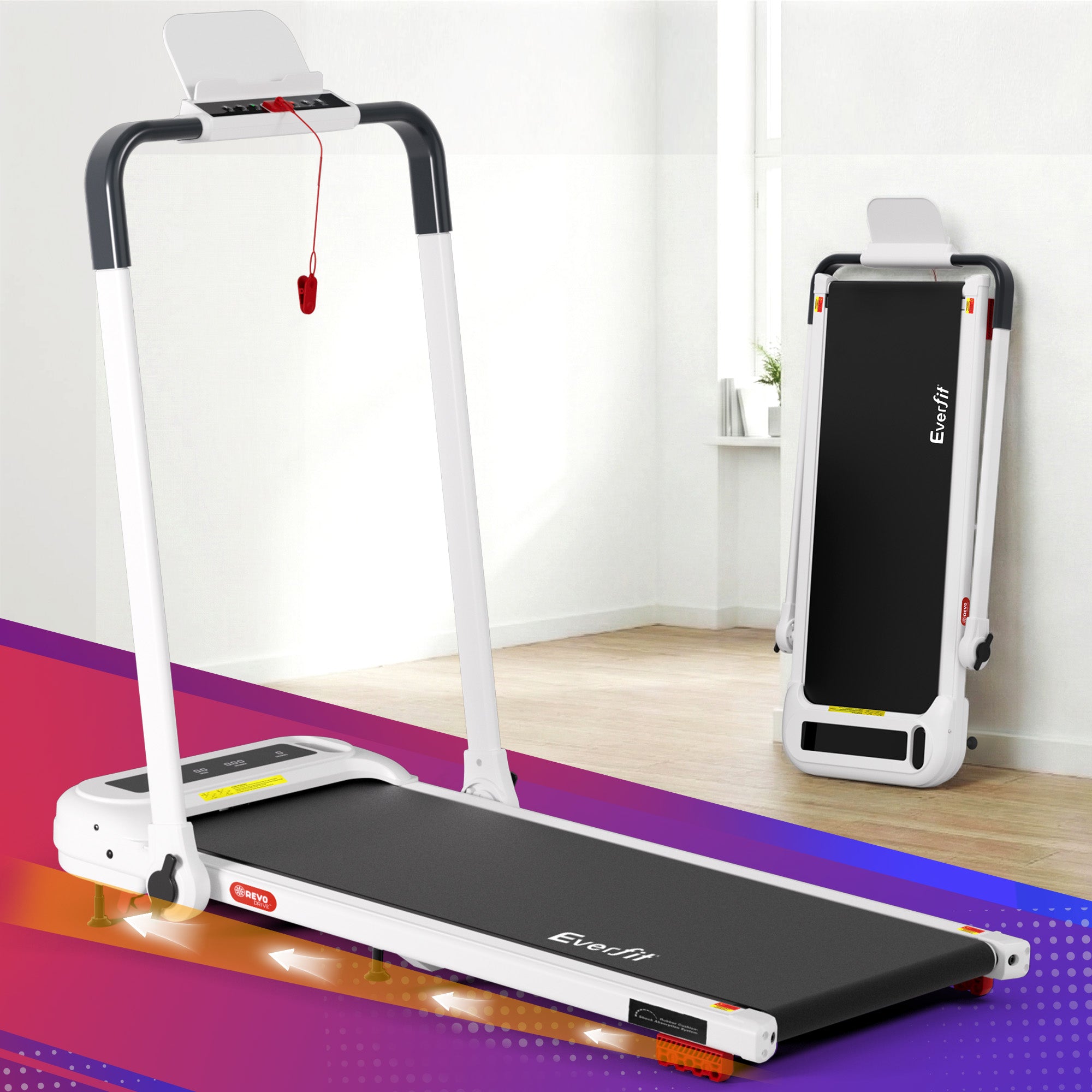 Everfit Treadmill Electric Walking Pad with Incline Foldable for Home Gym White-Sports &amp; Fitness > Exercise, Gym &amp; Fitness > Treadmills-PEROZ Accessories