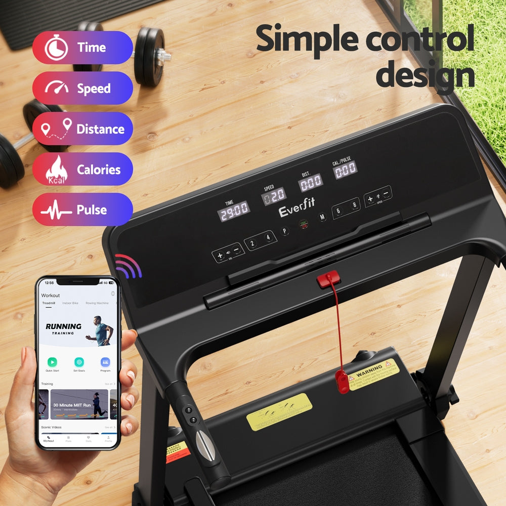Everfit Treadmill Electric Home Gym Fitness Exercise Knob Foldable 420mm Black-Sports &amp; Fitness &gt; Exercise, Gym &amp; Fitness &gt; Treadmills-PEROZ Accessories