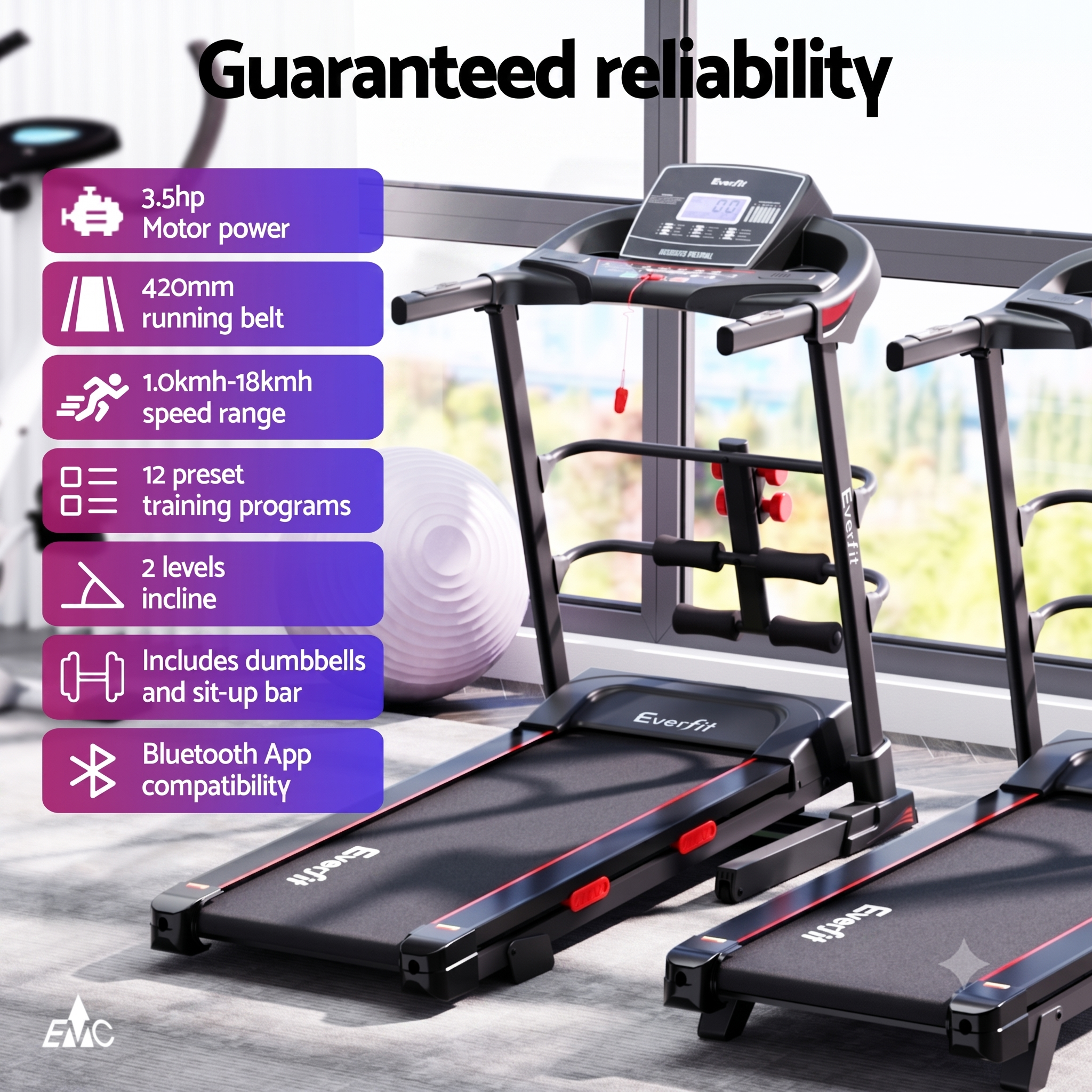 Everfit Treadmill Electric Home Gym Fitness Exercise Machine w/ Sit Up Bar 420mm-Sports &amp; Fitness > Exercise, Gym &amp; Fitness > Treadmills-PEROZ Accessories