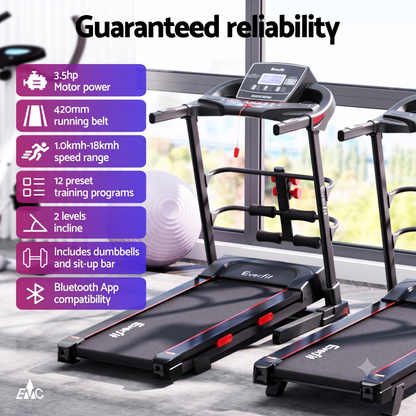 Everfit Treadmill Electric Home Gym Fitness Exercise Machine w/ Sit Up Bar 420mm-Sports &amp; Fitness > Exercise, Gym &amp; Fitness > Treadmills-PEROZ Accessories