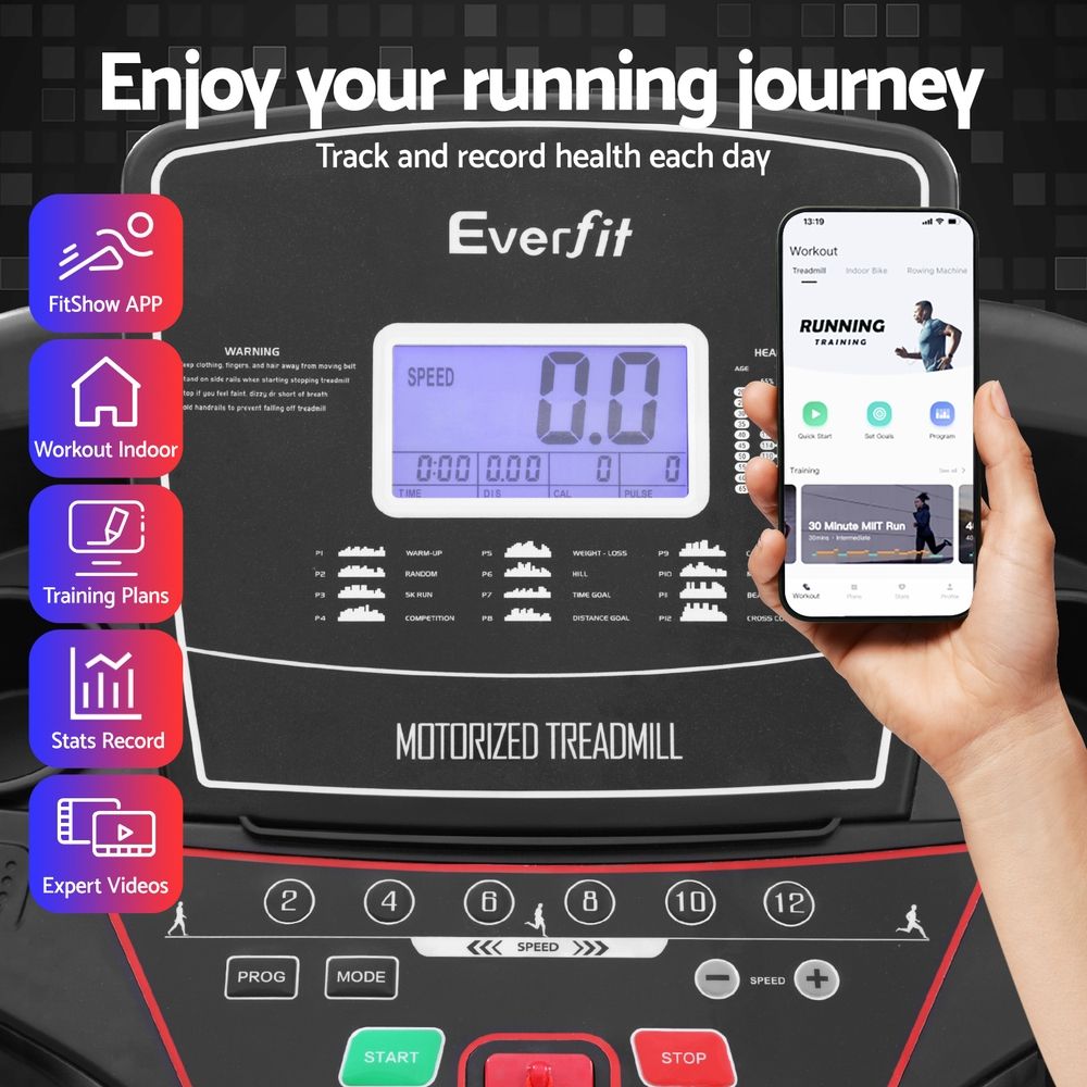 Everfit Treadmill Electric Home Gym Fitness Exercise Machine w/ Sit Up Bar 420mm-Sports &amp; Fitness > Exercise, Gym &amp; Fitness > Treadmills-PEROZ Accessories