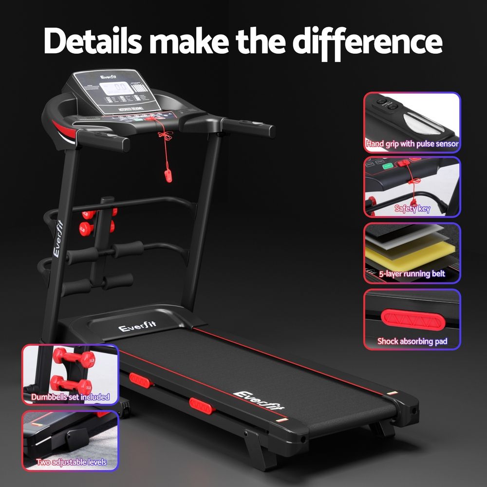 Everfit Treadmill Electric Home Gym Fitness Exercise Machine w/ Sit Up Bar 420mm-Sports &amp; Fitness > Exercise, Gym &amp; Fitness > Treadmills-PEROZ Accessories
