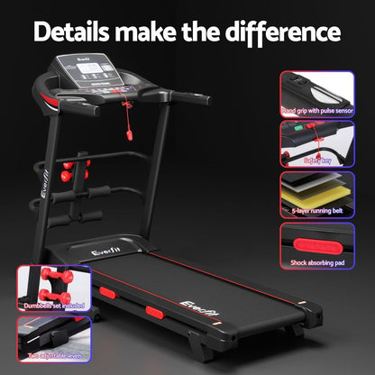 Everfit Treadmill Electric Home Gym Fitness Exercise Machine w/ Sit Up Bar 420mm-Sports &amp; Fitness > Exercise, Gym &amp; Fitness > Treadmills-PEROZ Accessories