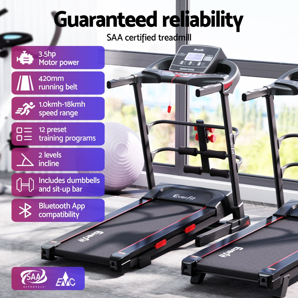 Everfit Treadmill Electric Home Gym Fitness Exercise Machine w/ Sit Up Bar 420mm-Sports &amp; Fitness &gt; Exercise, Gym &amp; Fitness &gt; Treadmills-PEROZ Accessories