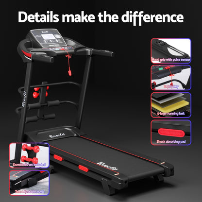 Everfit Treadmill Electric Home Gym Fitness Exercise Machine w/ Sit Up Bar 420mm-Sports &amp; Fitness &gt; Exercise, Gym &amp; Fitness &gt; Treadmills-PEROZ Accessories