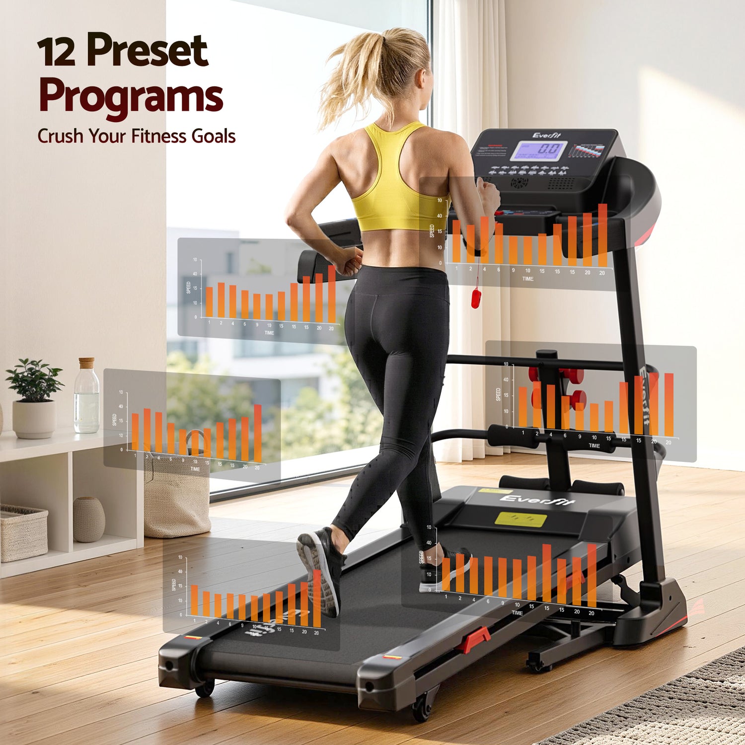 Everfit Treadmill Electric Home Gym Fitness Exercise Machine w/ Sit Up Bar 450mm-Sports &amp; Fitness > Exercise, Gym &amp; Fitness > Treadmills-PEROZ Accessories