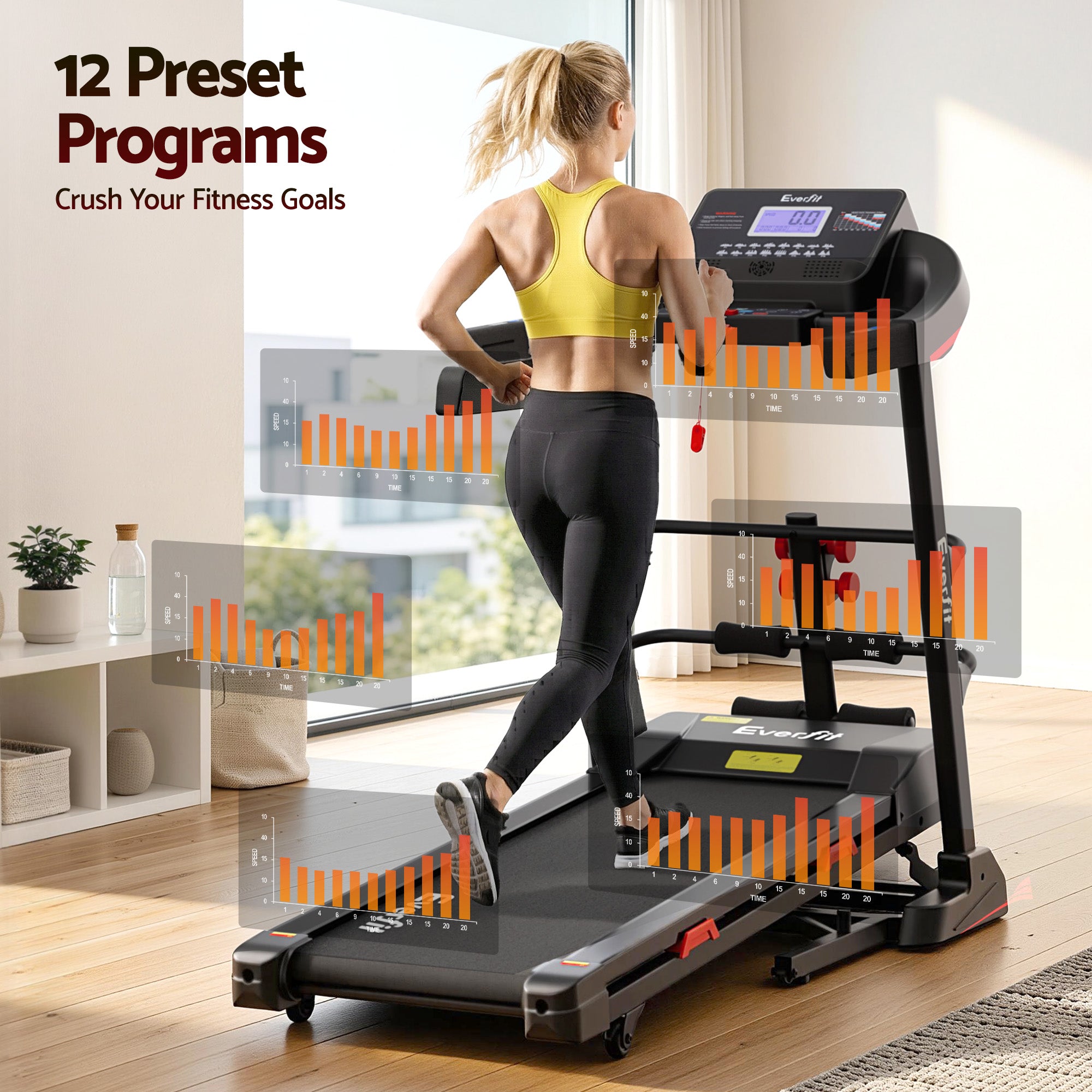 Everfit Treadmill Electric Home Gym Fitness Exercise Machine w/ Sit Up Bar 450mm-Sports &amp; Fitness > Exercise, Gym &amp; Fitness > Treadmills-PEROZ Accessories