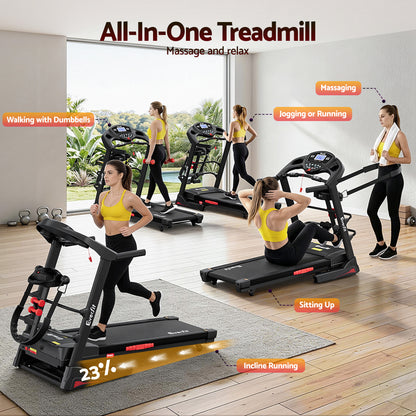 Everfit Treadmill Electric Home Gym Fitness Exercise Machine w/ Massager 480mm-Sports &amp; Fitness > Exercise, Gym &amp; Fitness > Treadmills-PEROZ Accessories