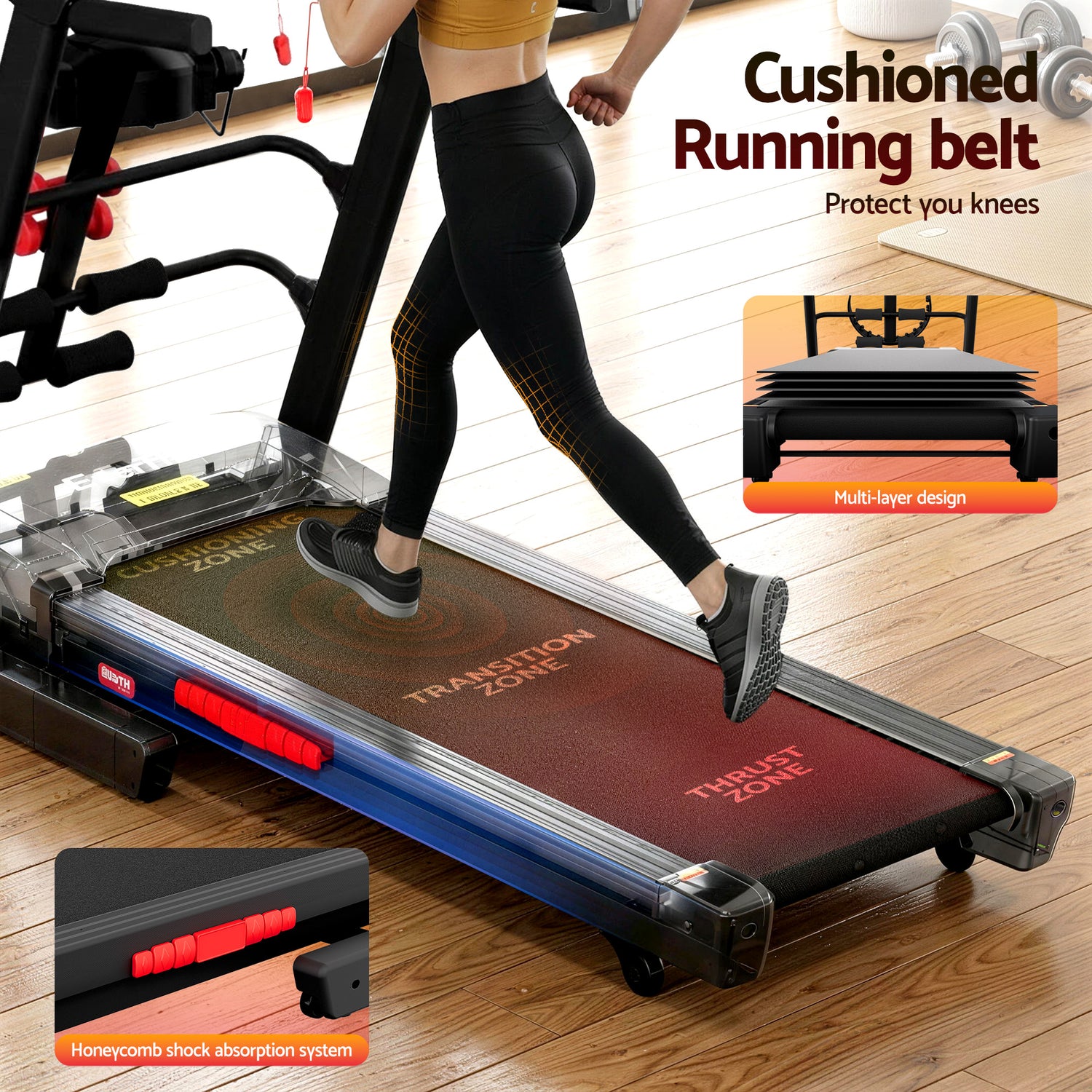 Everfit Treadmill Electric Home Gym Fitness Exercise Machine w/ Massager 480mm-Sports &amp; Fitness > Exercise, Gym &amp; Fitness > Treadmills-PEROZ Accessories