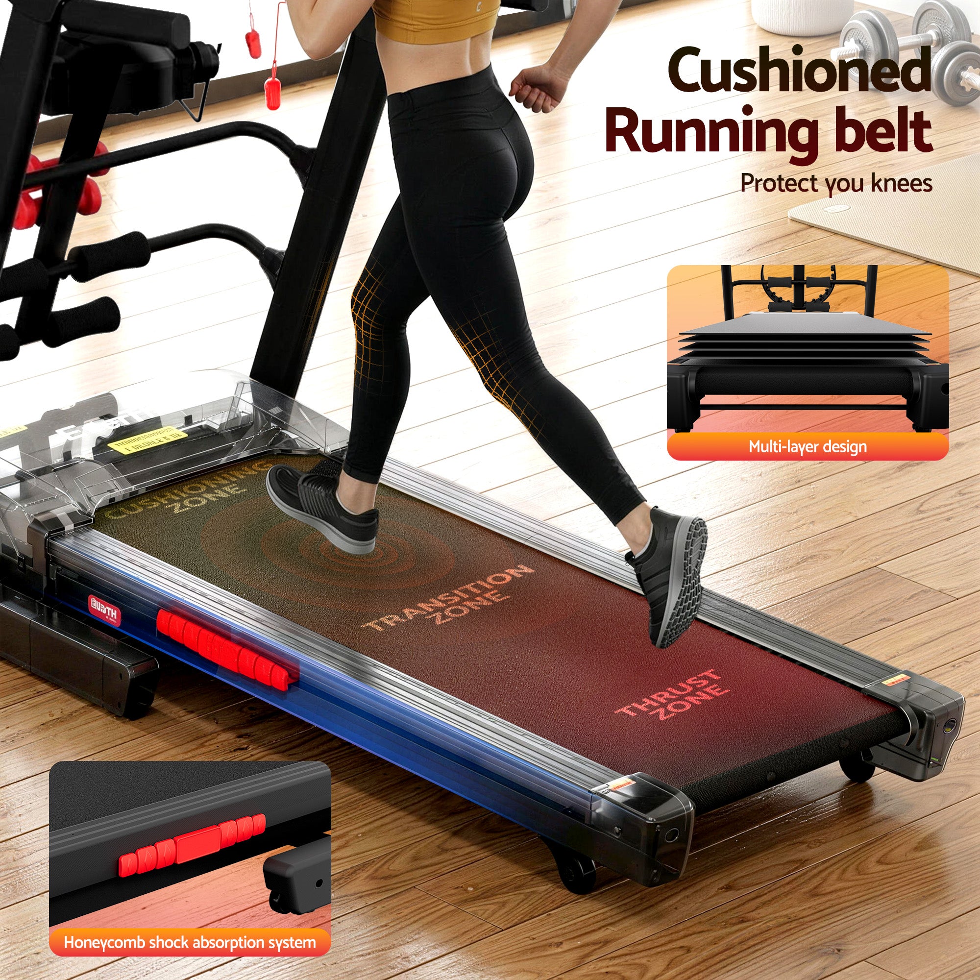 Everfit Treadmill Electric Home Gym Fitness Exercise Machine w/ Massager 480mm-Sports &amp; Fitness > Exercise, Gym &amp; Fitness > Treadmills-PEROZ Accessories