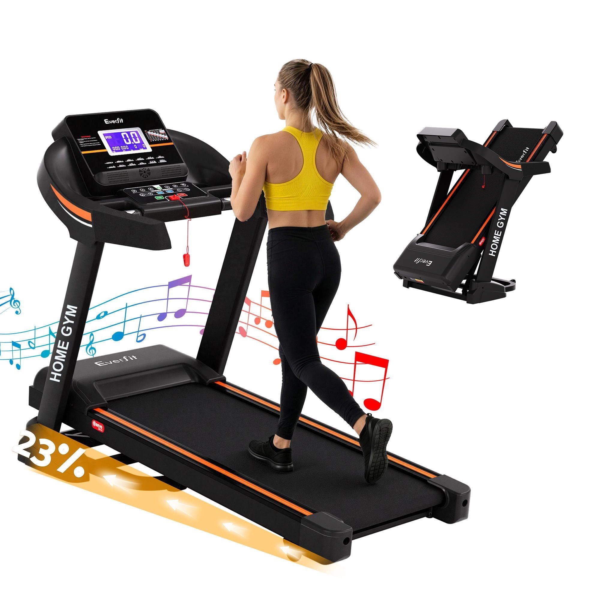 Everfit Treadmill Electric Auto Incline Home Gym Fitness Exercise Machine 490mm-Sports &amp; Fitness > Exercise, Gym &amp; Fitness > Treadmills-PEROZ Accessories