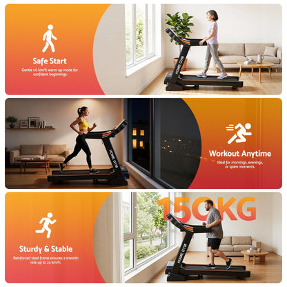 Everfit Treadmill Electric Auto Incline Home Gym Fitness Exercise Machine 490mm-Sports &amp; Fitness > Exercise, Gym &amp; Fitness > Treadmills-PEROZ Accessories
