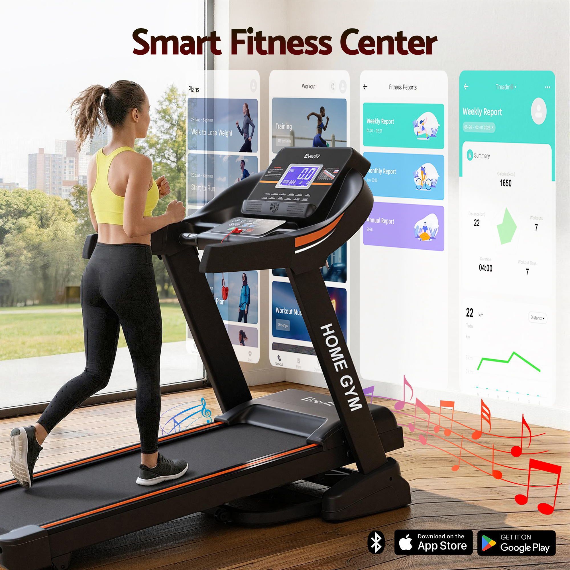 Everfit Treadmill Electric Auto Incline Home Gym Fitness Exercise Machine 490mm-Sports &amp; Fitness > Exercise, Gym &amp; Fitness > Treadmills-PEROZ Accessories
