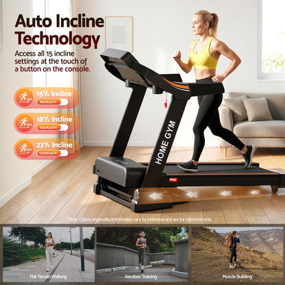 Everfit Treadmill Electric Auto Incline Home Gym Fitness Exercise Machine 490mm-Sports &amp; Fitness > Exercise, Gym &amp; Fitness > Treadmills-PEROZ Accessories