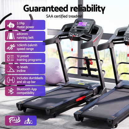 Everfit Treadmill Electric Home Gym Fitness Exercise Machine w/ Sit Up Bar 480mm-Sports &amp; Fitness &gt; Exercise, Gym &amp; Fitness &gt; Treadmills-PEROZ Accessories