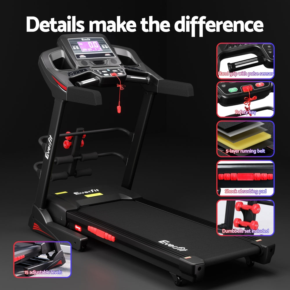 Everfit Treadmill Electric Home Gym Fitness Exercise Machine w/ Sit Up Bar 480mm-Sports &amp; Fitness &gt; Exercise, Gym &amp; Fitness &gt; Treadmills-PEROZ Accessories