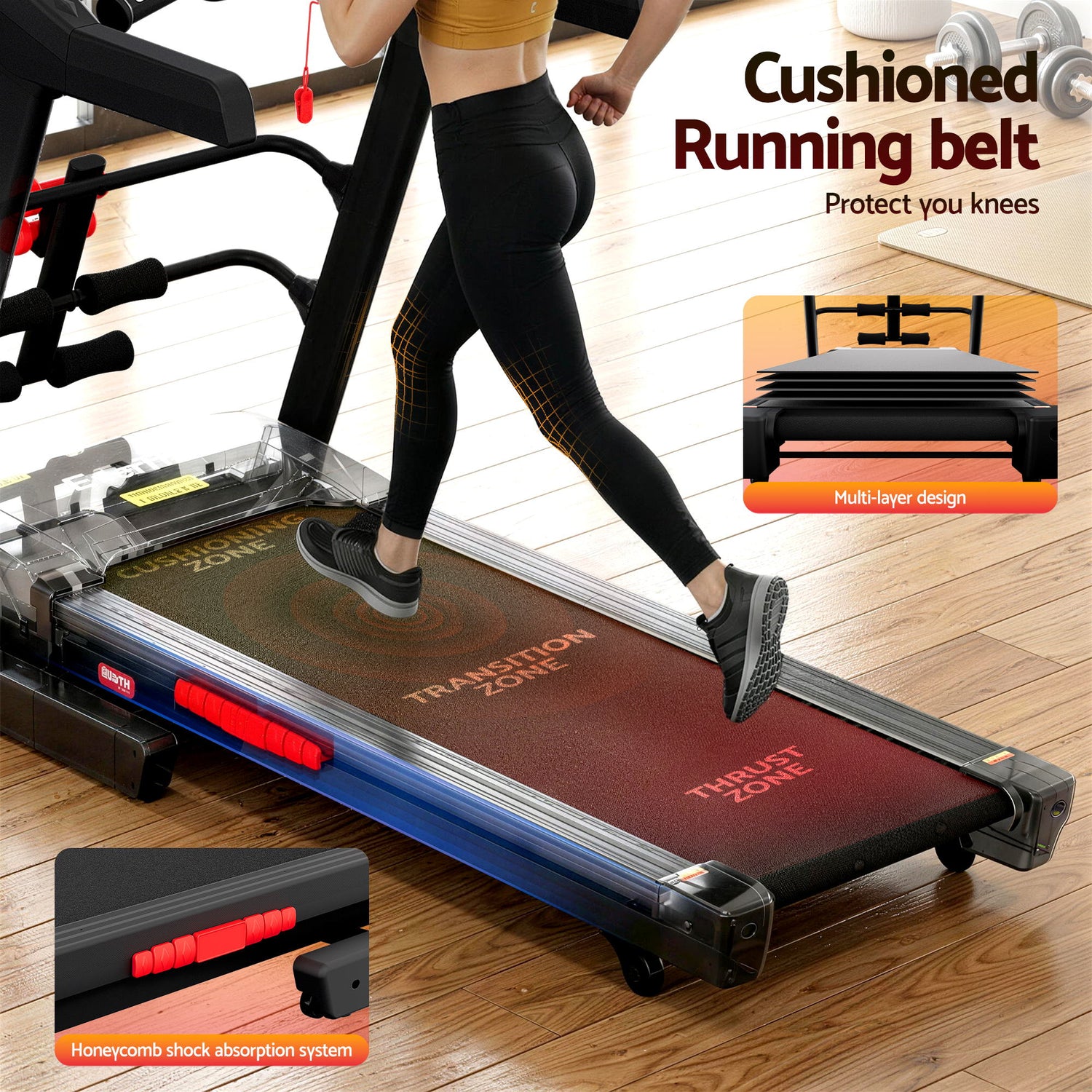 Everfit Treadmill Electric Home Gym Fitness Exercise Machine w/ Sit Up Bar 480mm-Sports &amp; Fitness > Exercise, Gym &amp; Fitness > Treadmills-PEROZ Accessories