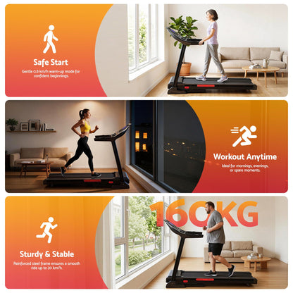 Everfit Treadmill Electric Auto Incline Home Gym Fitness Exercise Machine 520mm-Sports &amp; Fitness > Exercise, Gym &amp; Fitness > Exercise Bikes-PEROZ Accessories