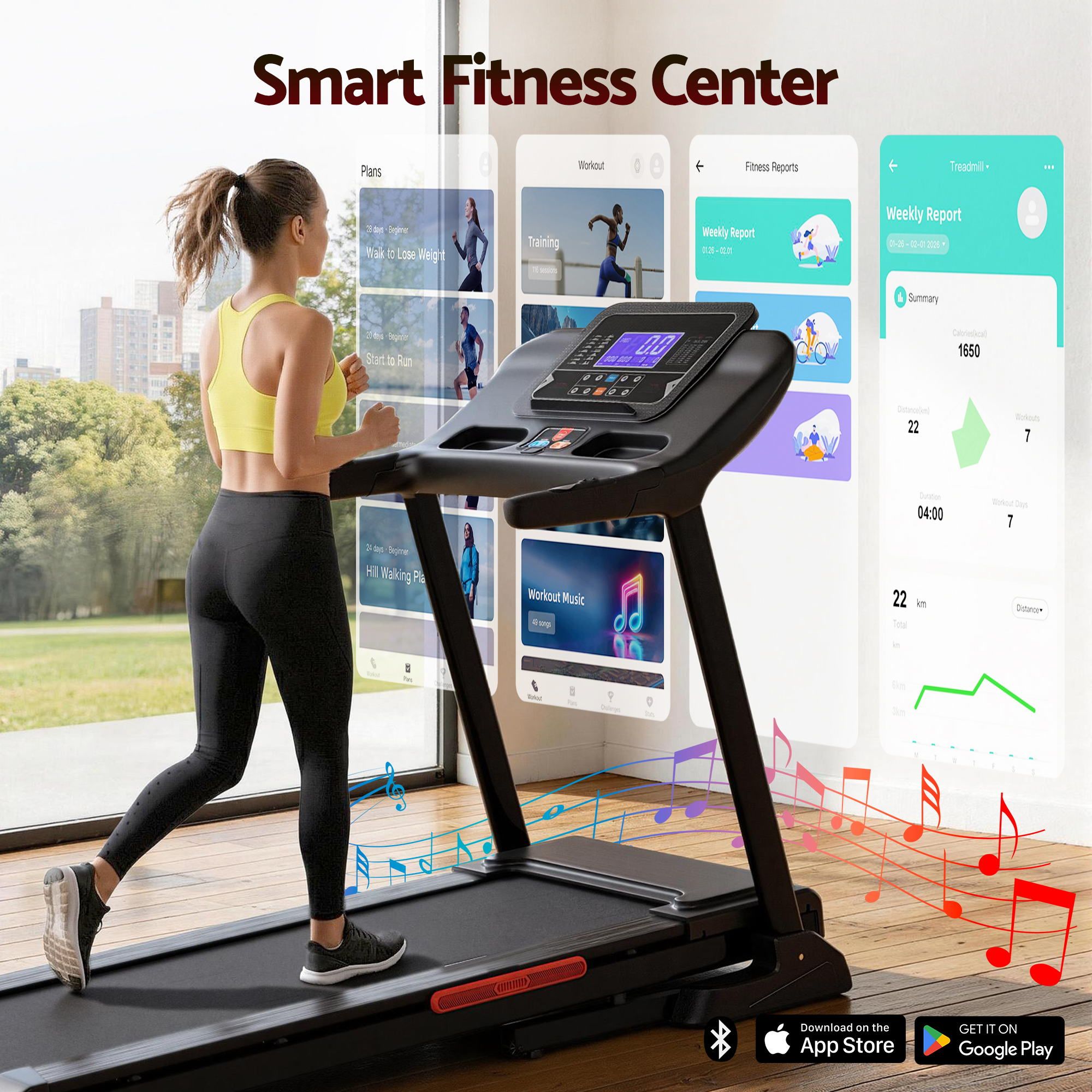 Everfit Treadmill Electric Auto Incline Home Gym Fitness Exercise Machine 520mm-Sports &amp; Fitness > Exercise, Gym &amp; Fitness > Exercise Bikes-PEROZ Accessories