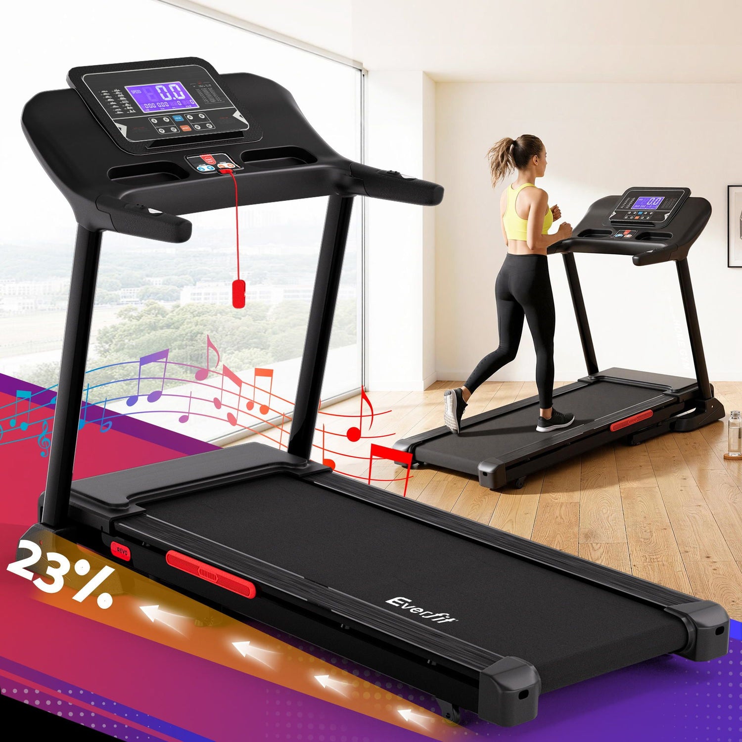 Everfit Treadmill Electric Auto Incline Home Gym Fitness Exercise Machine 520mm-Sports &amp; Fitness > Exercise, Gym &amp; Fitness > Exercise Bikes-PEROZ Accessories