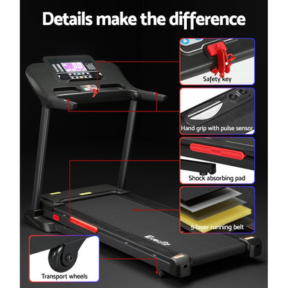 Everfit Treadmill Electric Auto Incline Home Gym Fitness Exercise Machine 520mm-Sports &amp; Fitness &gt; Exercise, Gym &amp; Fitness &gt; Exercise Bikes-PEROZ Accessories