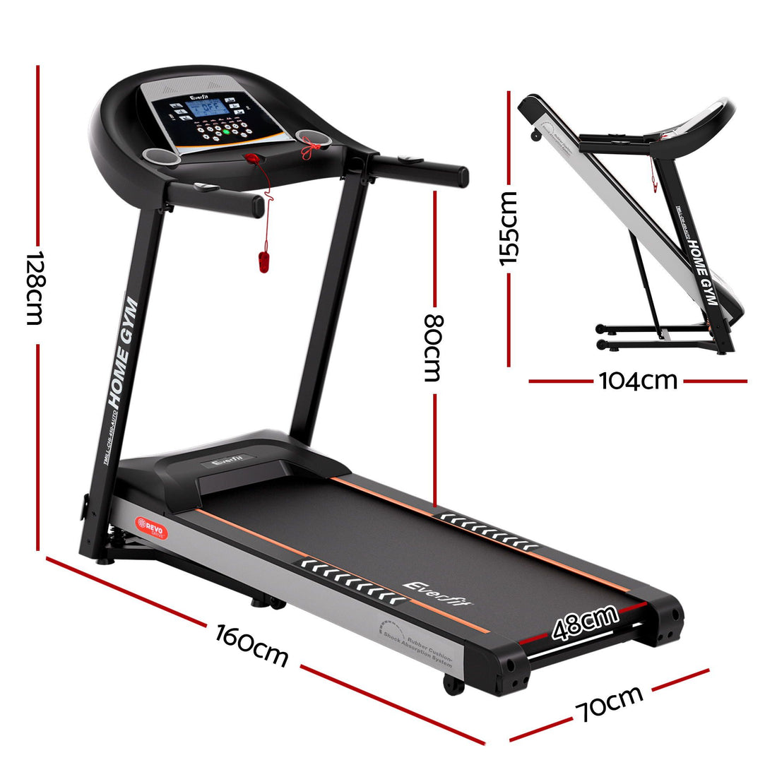 Everfit Treadmill Electric Auto Incline Home Gym Fitness Exercise Machine 450mm-Sports &amp; Fitness > Fitness Accessories-PEROZ Accessories