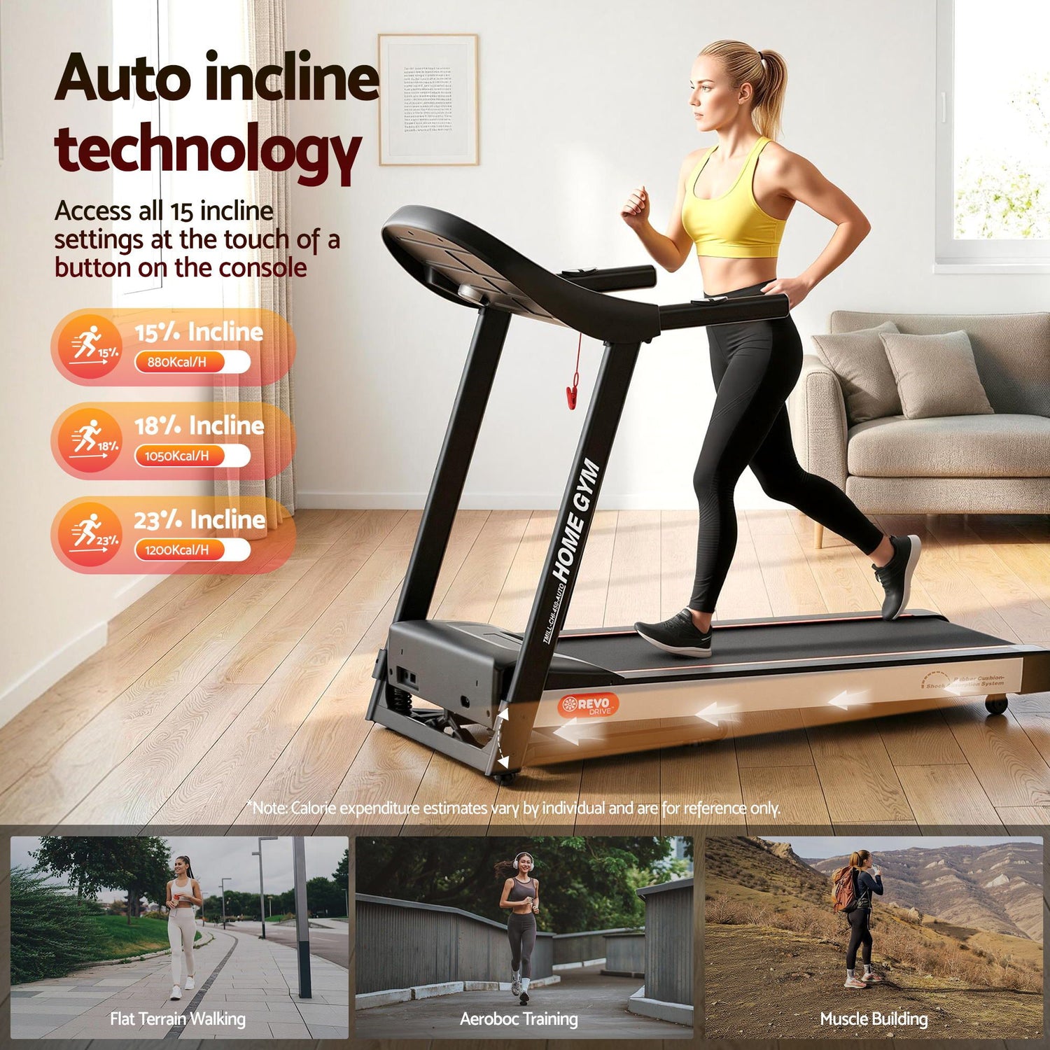Everfit Treadmill Electric Auto Incline Home Gym Fitness Exercise Machine 450mm-Sports &amp; Fitness > Fitness Accessories-PEROZ Accessories