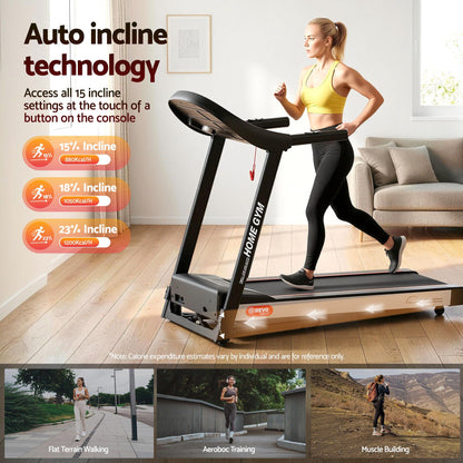 Everfit Treadmill Electric Auto Incline Home Gym Fitness Exercise Machine 450mm-Sports &amp; Fitness > Fitness Accessories-PEROZ Accessories