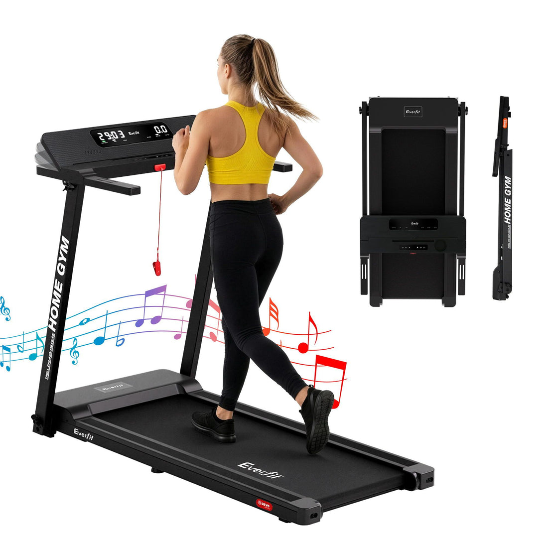 Everfit Treadmill Electric Home Gym Fitness Exercise Fully Foldable 450mm Black-Sports &amp; Fitness > Fitness Accessories-PEROZ Accessories