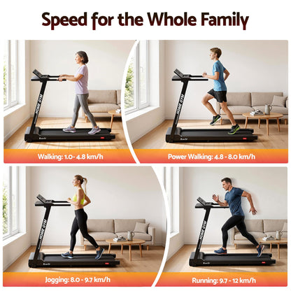 Everfit Treadmill Electric Home Gym Fitness Exercise Fully Foldable 450mm Black-Sports &amp; Fitness > Fitness Accessories-PEROZ Accessories