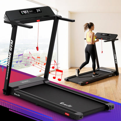 Everfit Treadmill Electric Home Gym Fitness Exercise Fully Foldable 450mm Black-Sports &amp; Fitness > Fitness Accessories-PEROZ Accessories