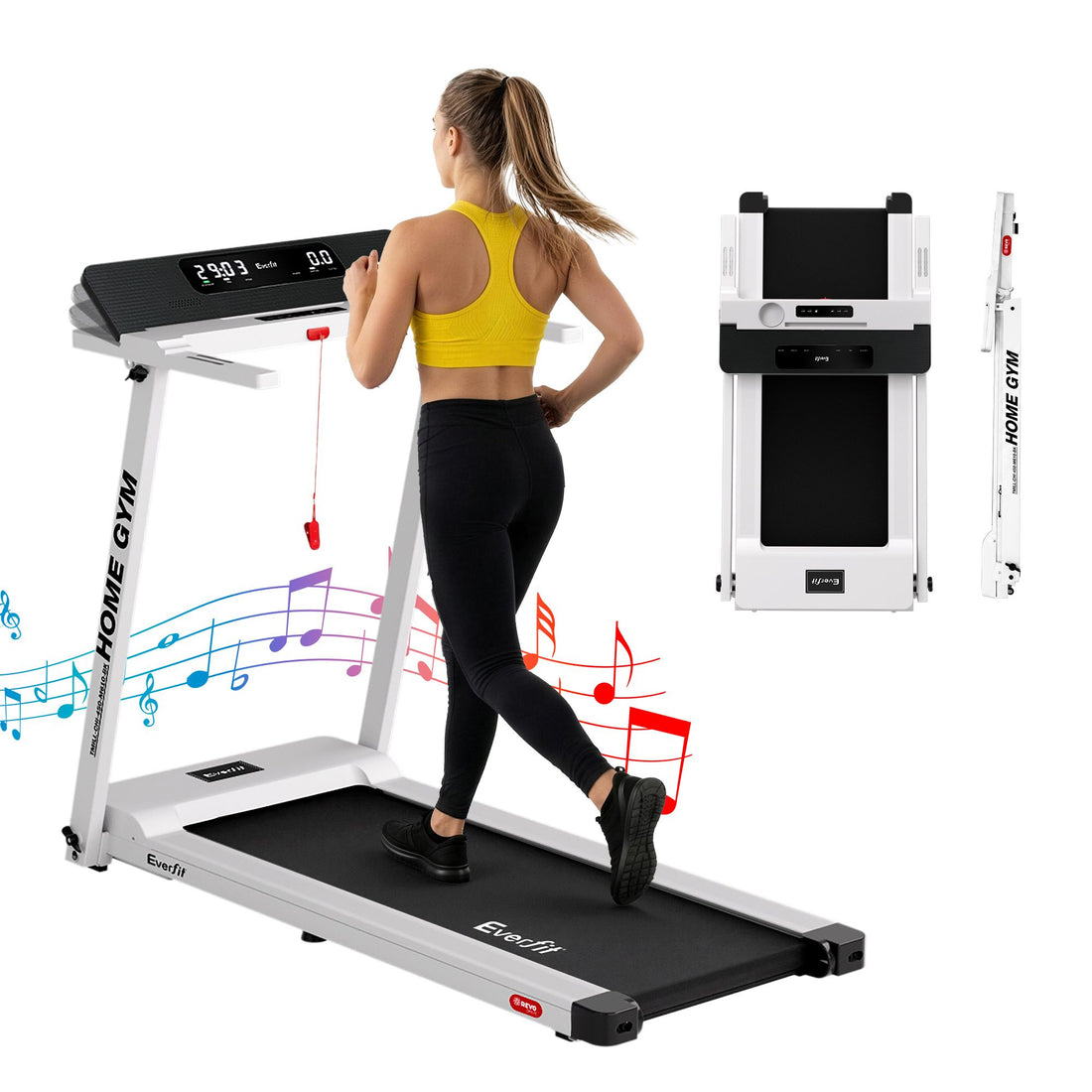 Everfit Treadmill Electric Home Gym Fitness Exercise Fully Foldable 450mm White-Sports &amp; Fitness > Fitness Accessories-PEROZ Accessories