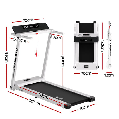 Everfit Treadmill Electric Home Gym Fitness Exercise Fully Foldable 450mm White-Sports &amp; Fitness > Fitness Accessories-PEROZ Accessories