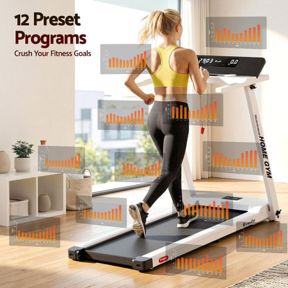 Everfit Treadmill Electric Home Gym Fitness Exercise Fully Foldable 450mm White-Sports &amp; Fitness > Fitness Accessories-PEROZ Accessories