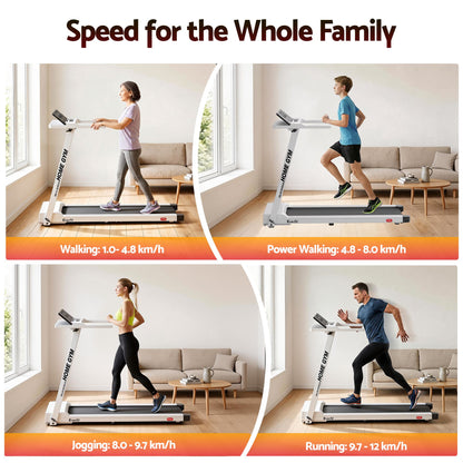 Everfit Treadmill Electric Home Gym Fitness Exercise Fully Foldable 450mm White-Sports &amp; Fitness > Fitness Accessories-PEROZ Accessories