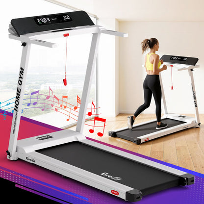 Everfit Treadmill Electric Home Gym Fitness Exercise Fully Foldable 450mm White-Sports &amp; Fitness > Fitness Accessories-PEROZ Accessories