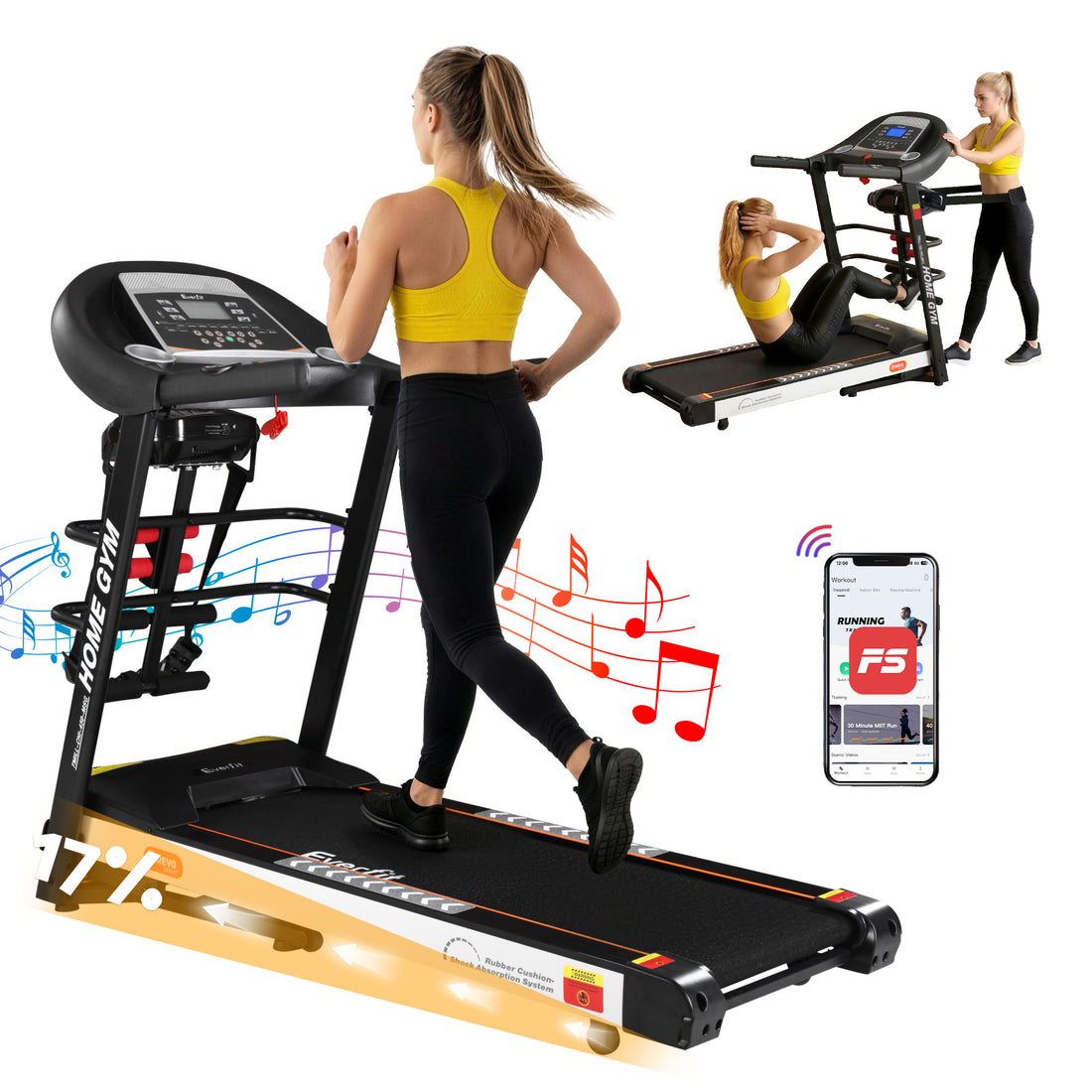 Everfit Treadmill Electric Home Gym Fitness Exercise Machine w/ Massager 450mm-Sports &amp; Fitness > Fitness Accessories-PEROZ Accessories