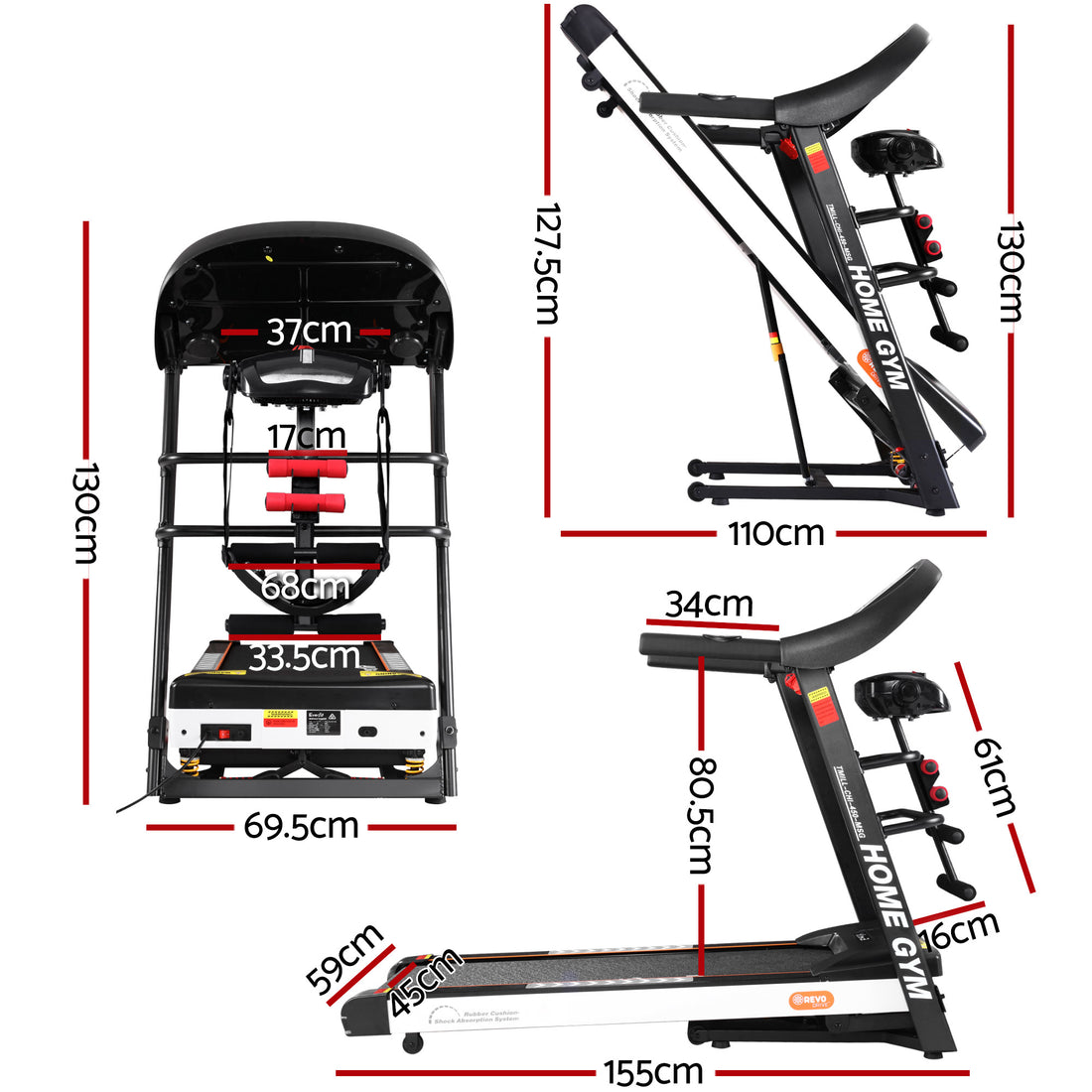 Everfit Treadmill Electric Home Gym Fitness Exercise Machine w/ Massager 450mm-Sports &amp; Fitness > Fitness Accessories-PEROZ Accessories