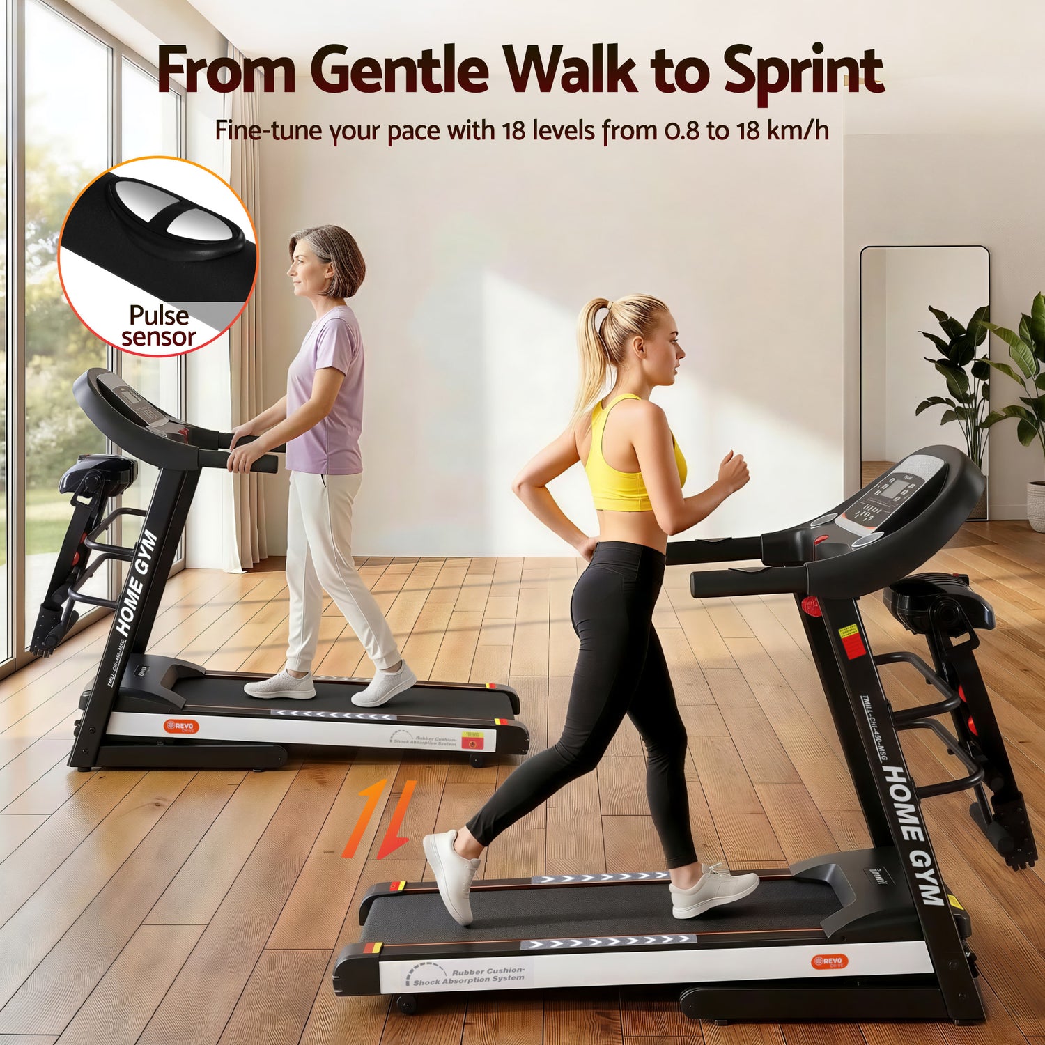Everfit Treadmill Electric Home Gym Fitness Exercise Machine w/ Massager 450mm-Sports &amp; Fitness > Fitness Accessories-PEROZ Accessories