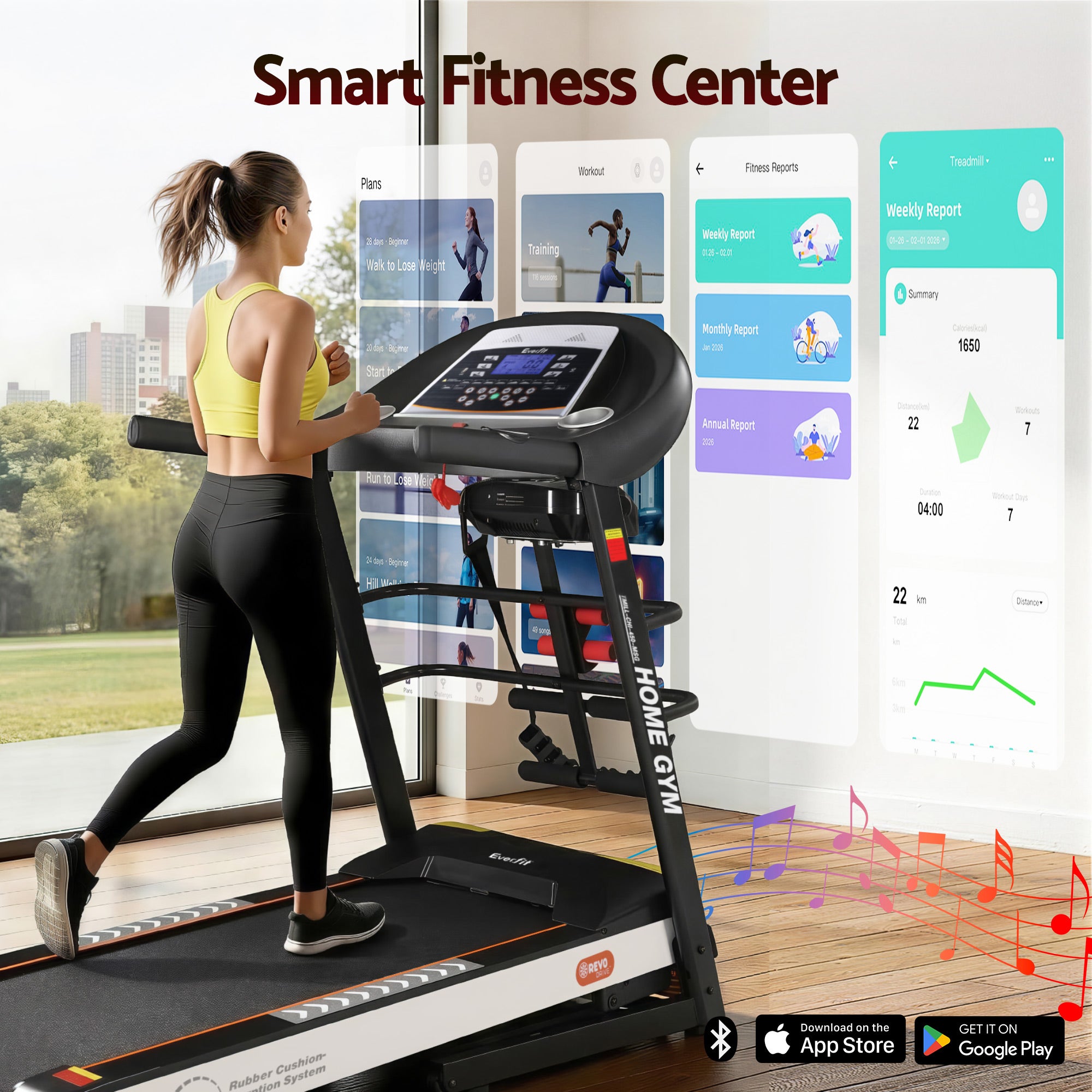 Everfit Treadmill Electric Home Gym Fitness Exercise Machine w/ Massager 450mm-Sports &amp; Fitness > Fitness Accessories-PEROZ Accessories