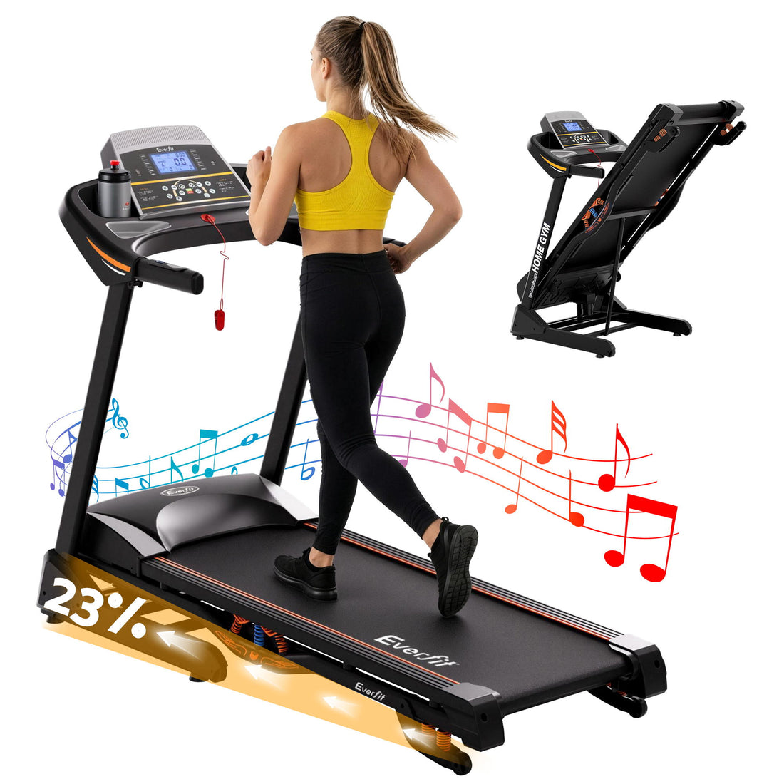 Everfit Treadmill Electric Auto Incline Home Gym Fitness Exercise Machine 480mm-Sports &amp; Fitness > Fitness Accessories-PEROZ Accessories