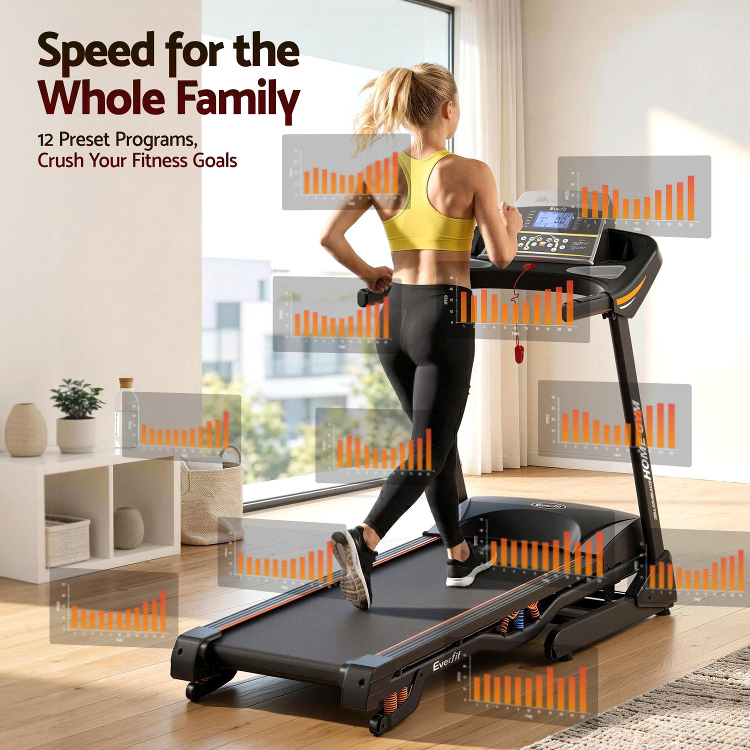 Everfit Treadmill Electric Auto Incline Home Gym Fitness Exercise Machine 480mm-Sports &amp; Fitness > Fitness Accessories-PEROZ Accessories