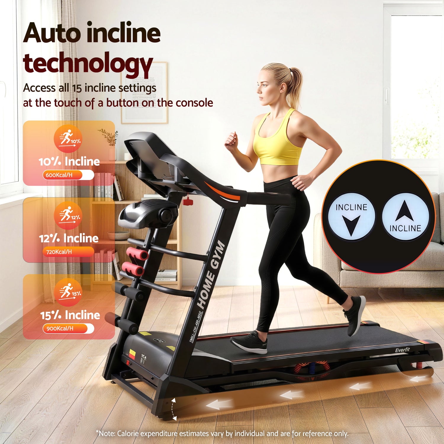 Everfit Treadmill Electric Home Gym Fitness Exercise Machine w/ Massager 480mm-Sports &amp; Fitness > Fitness Accessories-PEROZ Accessories